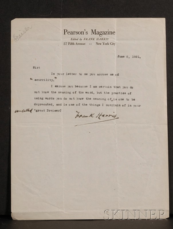 Appraisal: Harris Frank - Twelve articles signed letter with annotations December