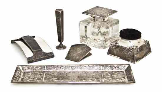 Appraisal: An American Sterling Silver Six-Piece Desk Set Spaulding Co comprising