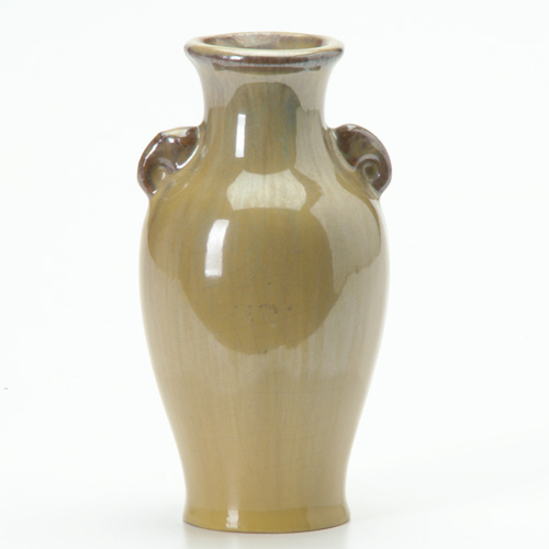 Appraisal: FULPER Early bud vase with two elephant's head handles covered