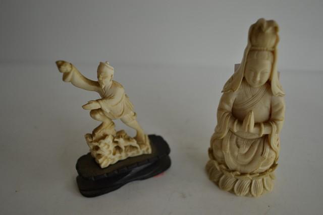 Appraisal: TWO CHINESE CARVED FIGURES INCL DIETY