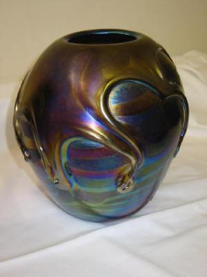 Appraisal: A JOHN DITCHFIELD GLASFORM IRIDESCENT VASE of globular form with