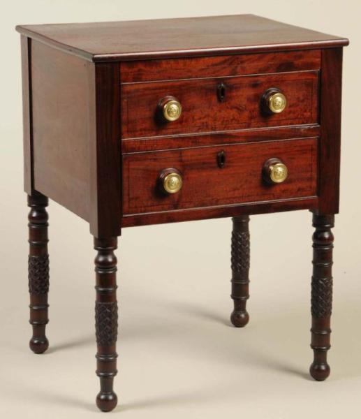 Appraisal: New York Late Federal Two-Drawer Mahogany Stand Description Circa Square