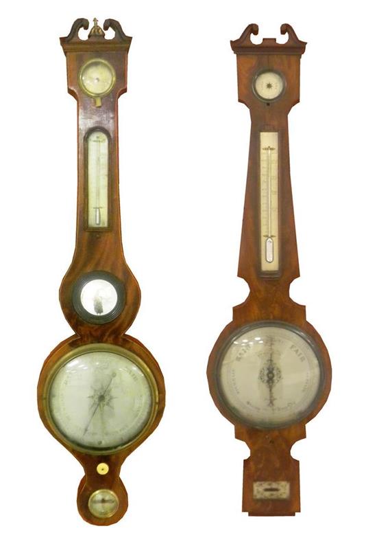 Appraisal: Two early barometers Atwood Lewes barometer with hygrometer thermometer box