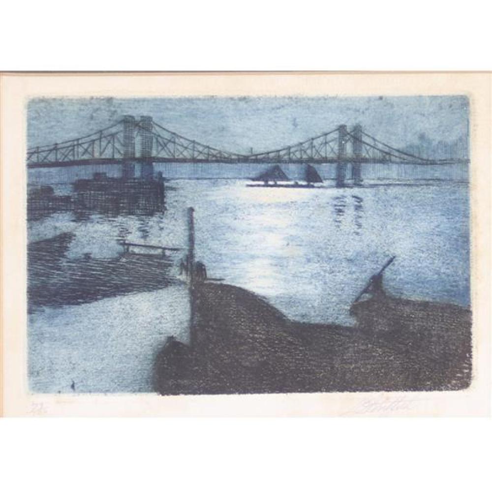 Appraisal: LOUIS OSCAR L O GRIFFITH INDIANA - VIEW OF BRIDGE