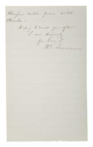 Appraisal: SHERMAN WILLIAM TECUMSEH Autograph Letter Signed W T Sherman to