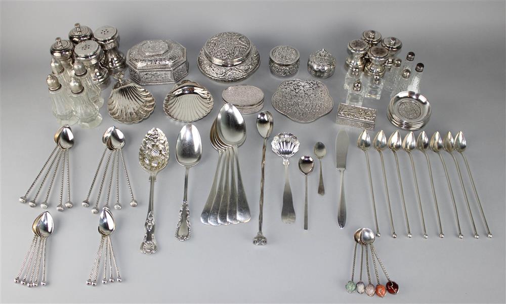 Appraisal: GROUP OF MISCELLANEOUS SILVER AND PLATED BOXES AND TABLEWARES including