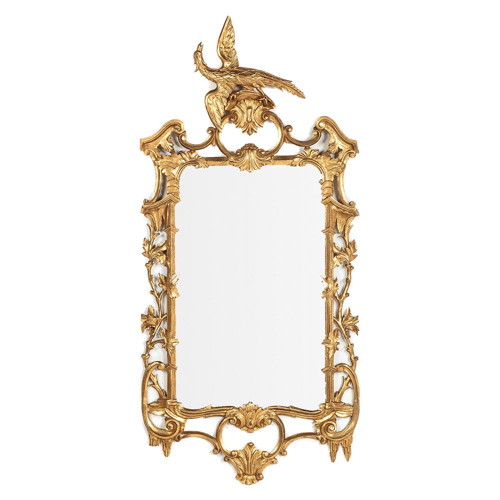 Appraisal: George II Style Chinese Chippendale Gilded Mirror in H in