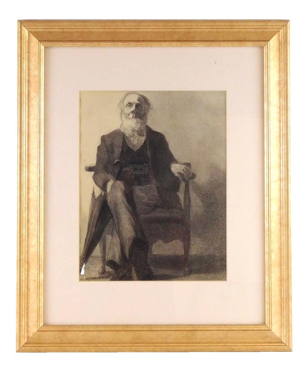 Appraisal: Jennie M Burr Connecticut - Man with Beard charcoal portrait