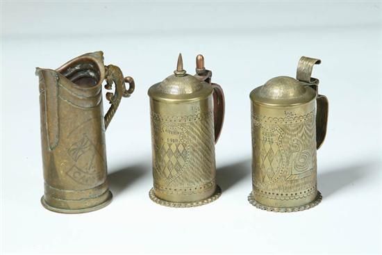 Appraisal: THREE PIECES OF WW I TRENCH ART American or European