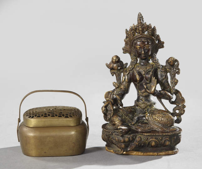 Appraisal: Group of Two Oriental Metal Objects consisting of a Nepalese