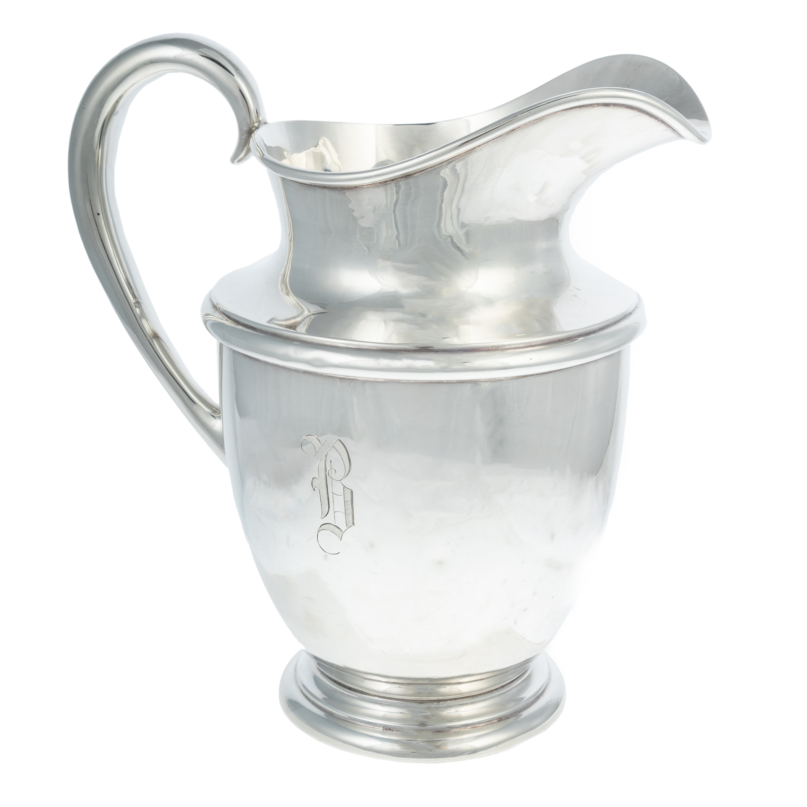 Appraisal: AMERICAN STERLING WATER PITCHER Simple baluster form on a stepped