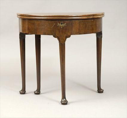 Appraisal: George II Mahogany Demilune Tea Table in in diam