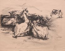 Appraisal: Henry George Keller American - Goats in the Mountains Lithograph