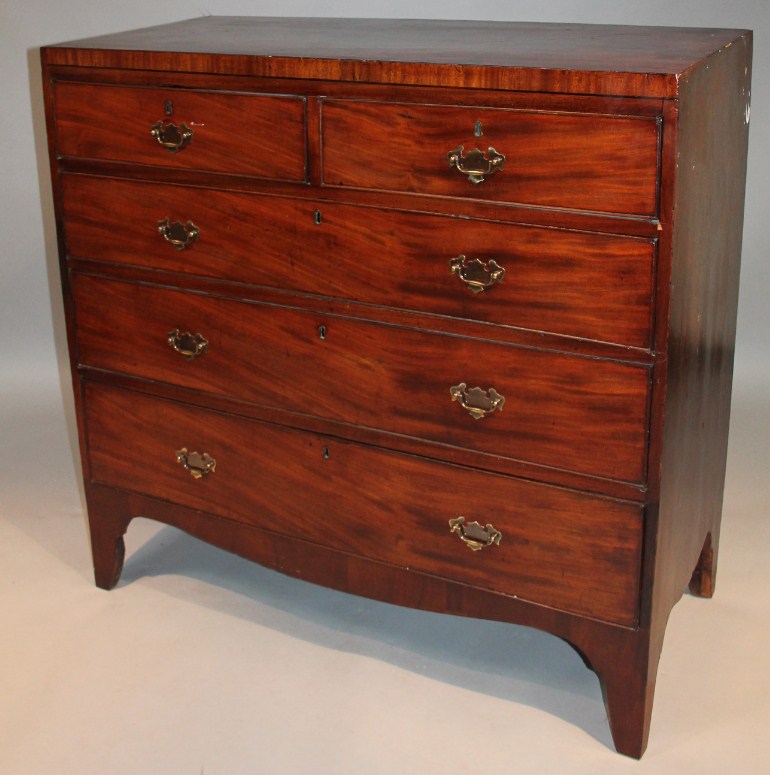 Appraisal: An thC mahogany chest of two short and three long