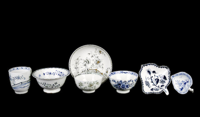 Appraisal: A study group of Lowestoft porcelain circa Comprising a pickle