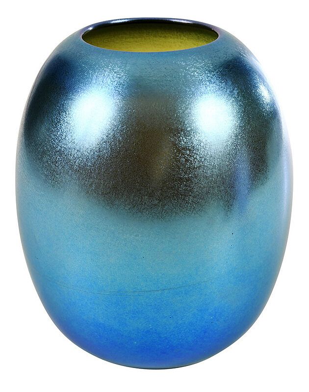 Appraisal: Durand Iridescent Blue Art Glass Vase American th century large