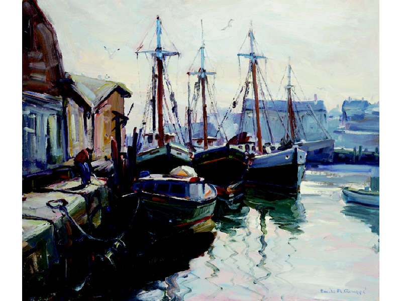 Appraisal: EMILE A GRUPPE AMERICAN - MORNING LIGHT GLOUCESTER HARBOR oil