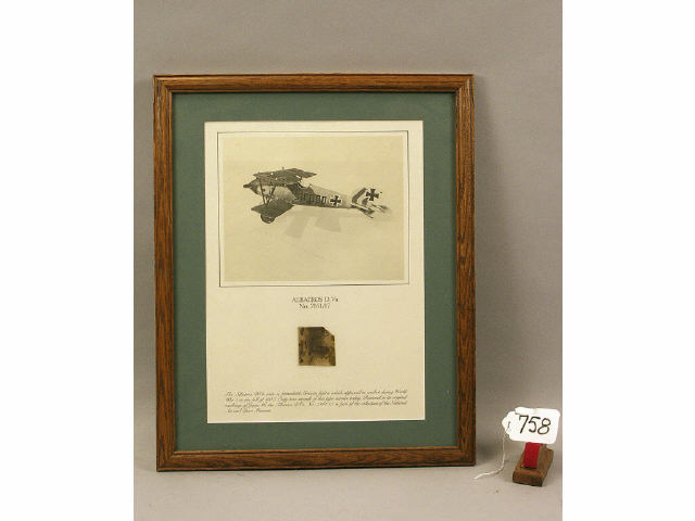 Appraisal: Framed and matted pencil drawing of of WWI German airplane