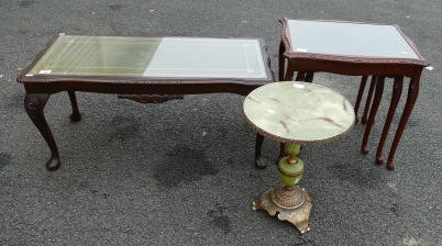 Appraisal: Leather topped coffee table on Queen Anne legs with similar