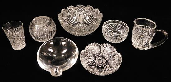 Appraisal: GLASS Fine cut glass including Wedgewood and Steuben seven pieces