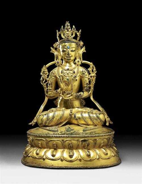 Appraisal: MAITREYA Tibet th century H cm Gilt bronze Richly decorated