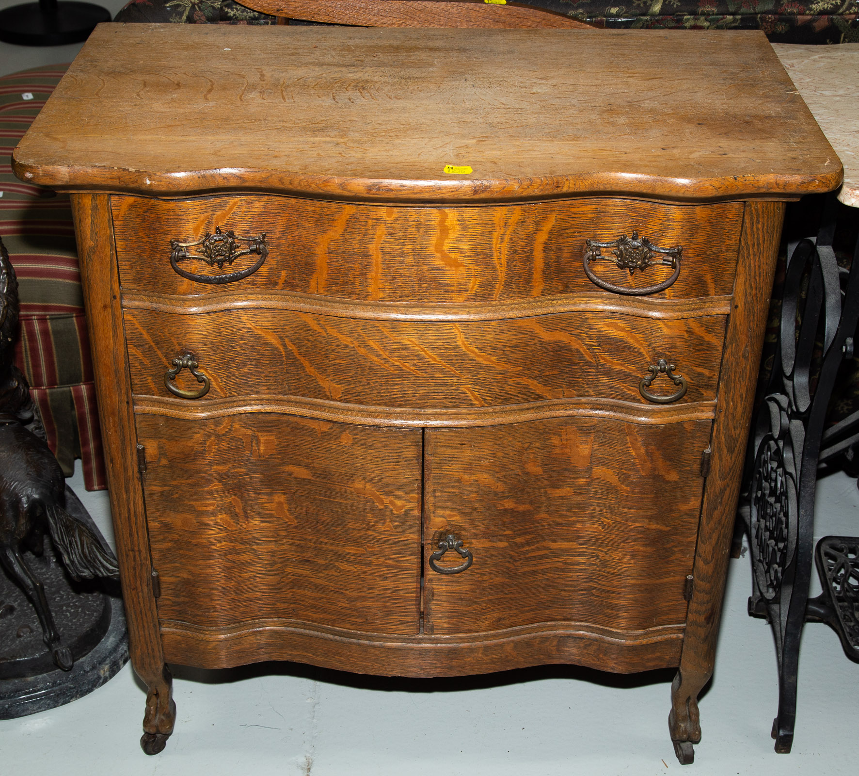 Appraisal: TURN OF THE CENTURY OAK WASH STAND With towel bar