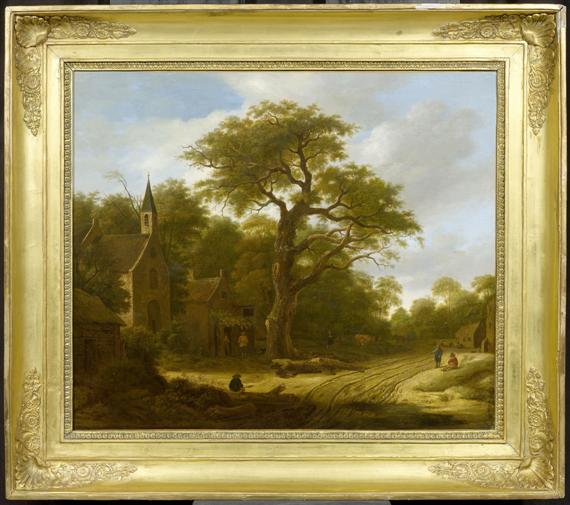 Appraisal: DUTCH TH C A forest landscape with a village Oil