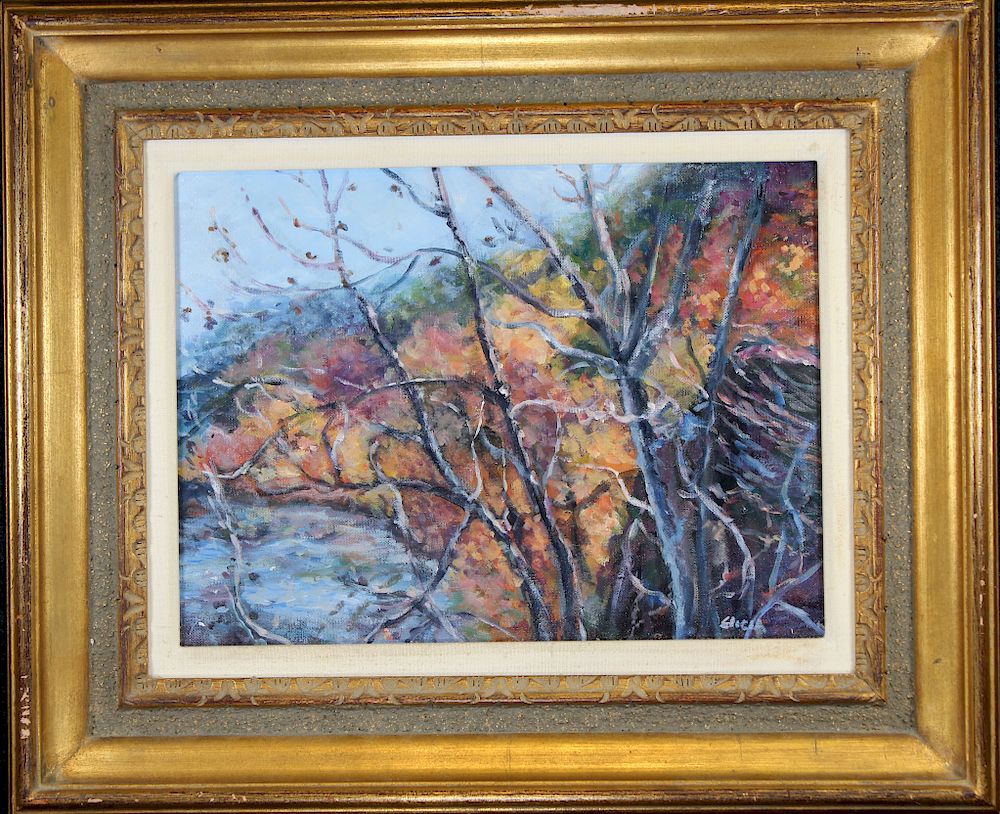 Appraisal: Signed Impressionist Autumnal Landscape Painting Signed Impressionist Autumnal Landscape Painting