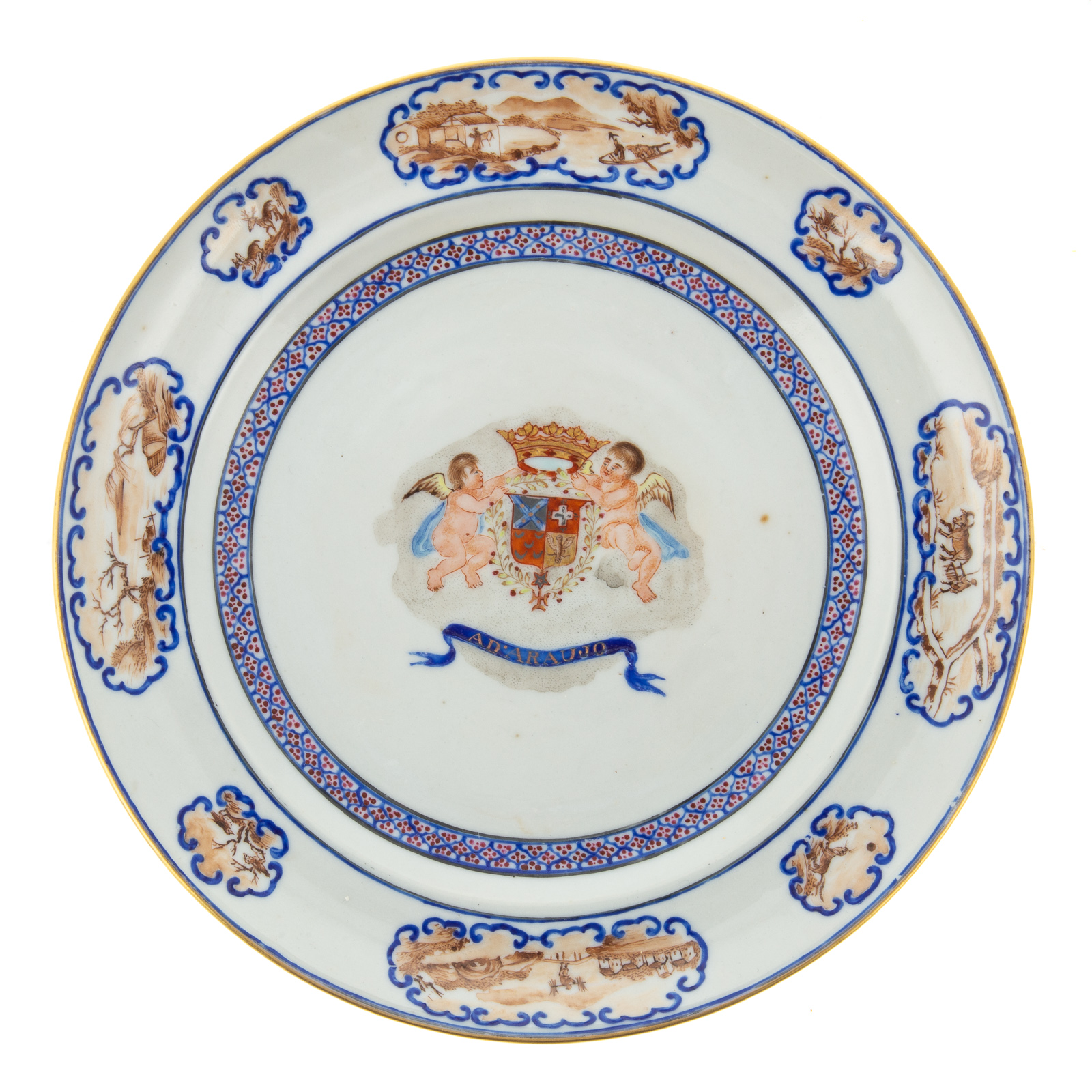 Appraisal: CHINESE EXPORT PORTUGUESE MARKET ARMORIAL PLATE Jiaqing Era circa bearing