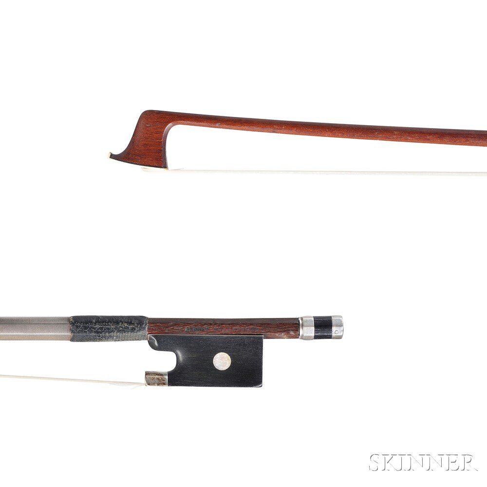 Appraisal: German Silver-mounted Violin Bow Albert Nurnberger the round stick stamped