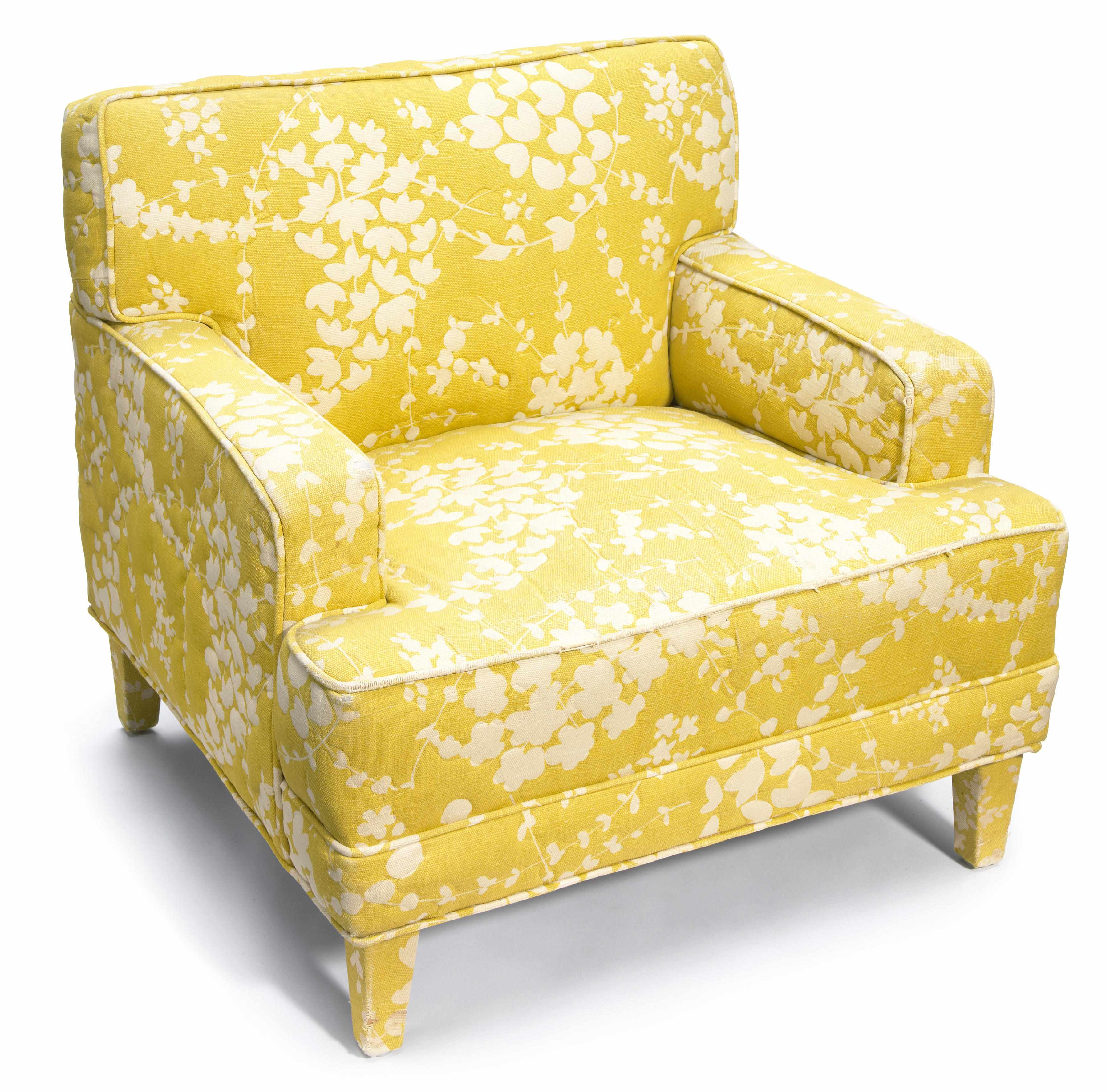 Appraisal: A William Haines quilted fabric upholstered 'Seniah' armchair circa circa