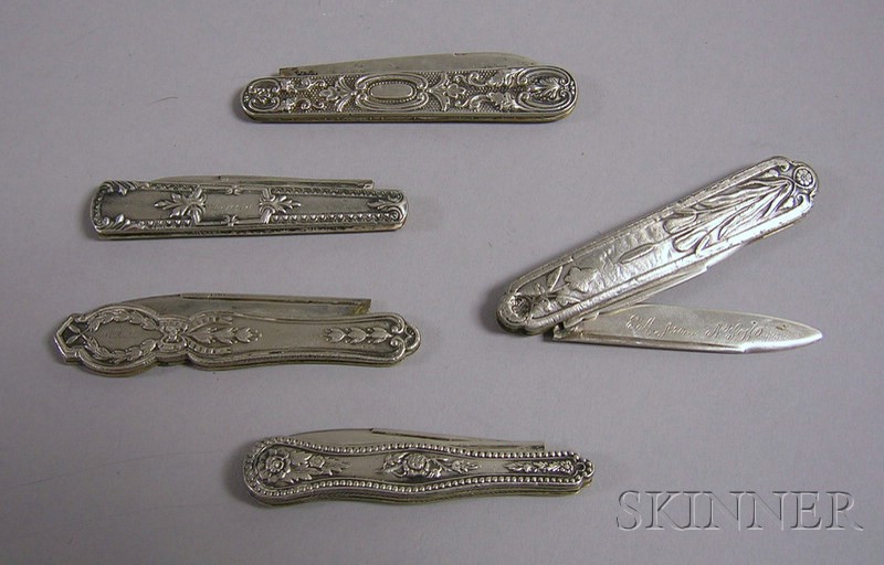 Appraisal: Five Victorian Silver Pocketknives one sterling and four coin silver