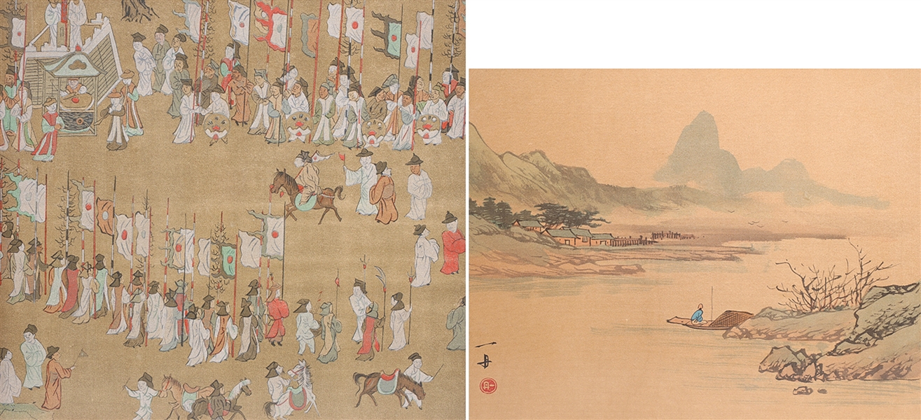 Appraisal: Two framed Chinese paintings on silk one with signature and