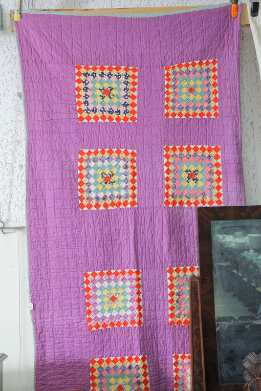 Appraisal: QUILT GRANDMOTHER'S PRIDE PATTERN Dark purple ground patterned in shades