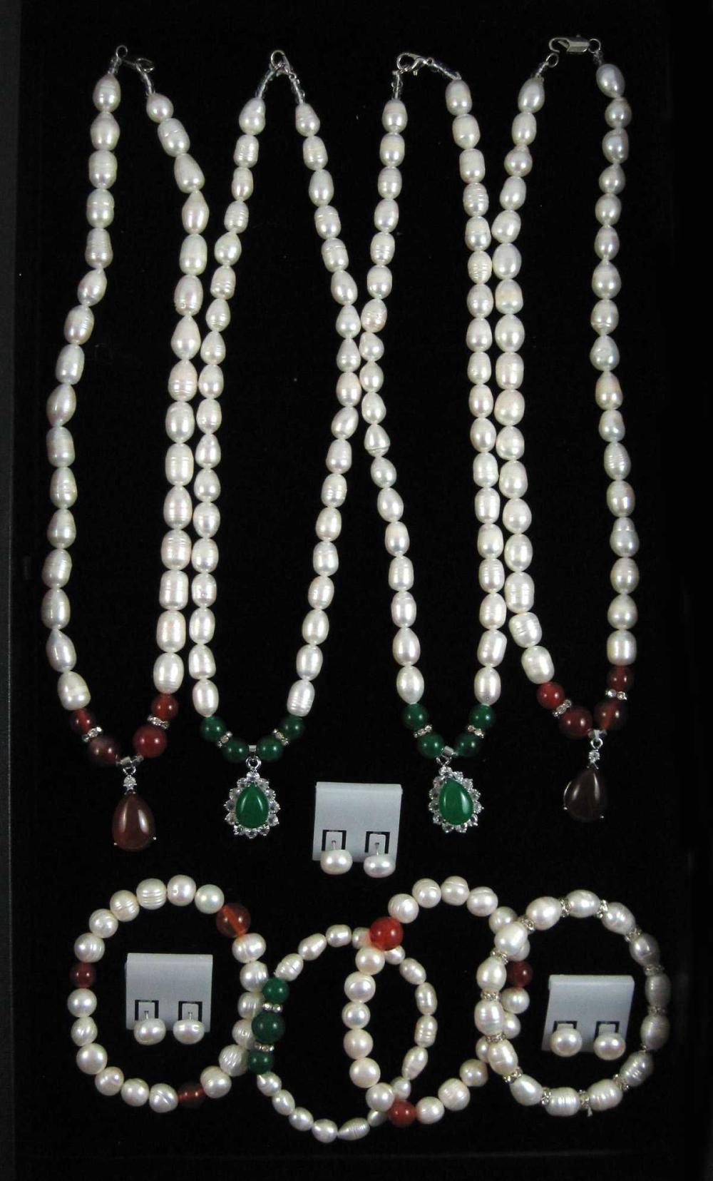 Appraisal: ELEVEN ARTICLES OF WHITE PEARL JEWELRY including four single strand