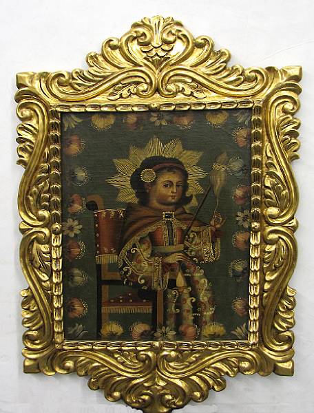 Appraisal: Spanish Colonial School Portrait of a saint oil on canvas