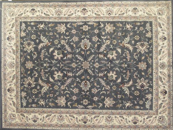 Appraisal: ORIENTAL DESIGN RUG Pastel blue field with white border leaf