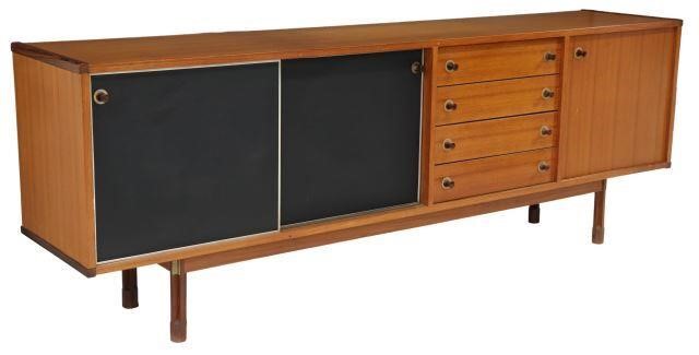 Appraisal: Italian mid-century modern teak credenza sideboard c s having three