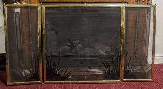 Appraisal: Fire Screen Tri-Fold Ducks in Flight