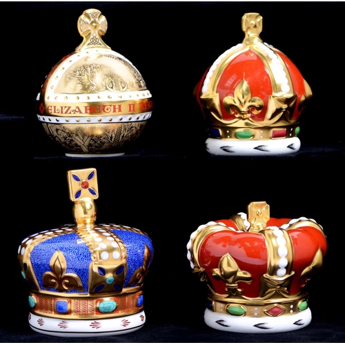 Appraisal: Four Royal Crown Derby paperweights Coronation Orb Golden Jubilee Heraldic