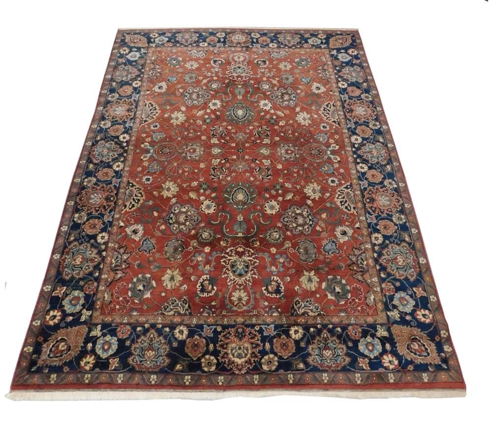 Appraisal: RUG Persian design carpet ' x ' hand-made rust blue