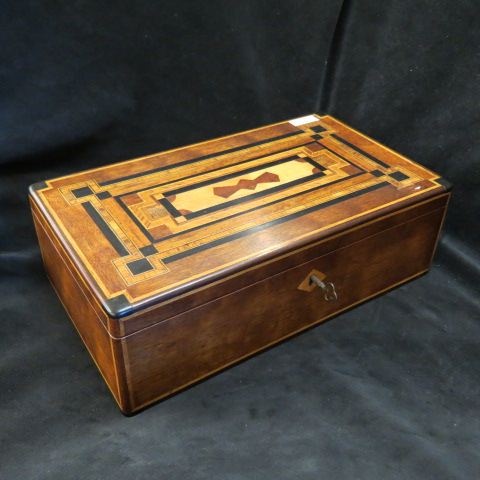 Appraisal: Fine Inlaid Mahogany Dresser Box th century locking x excellent