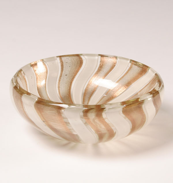 Appraisal: Murano glass bowl composed of white and gold aventurine canes