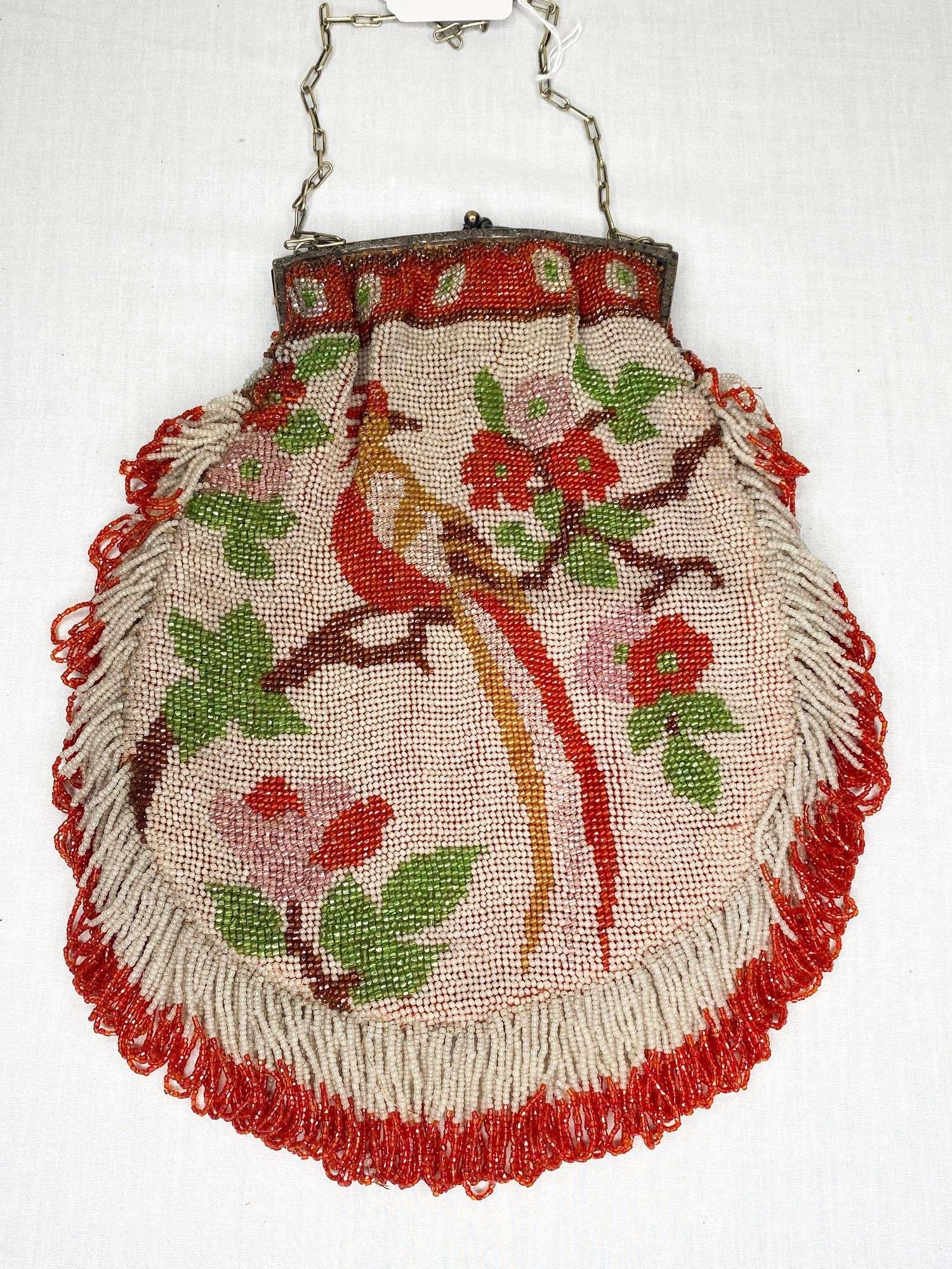 Appraisal: Art Deco Micro Beaded Bird Of Paradise Hand Bag long