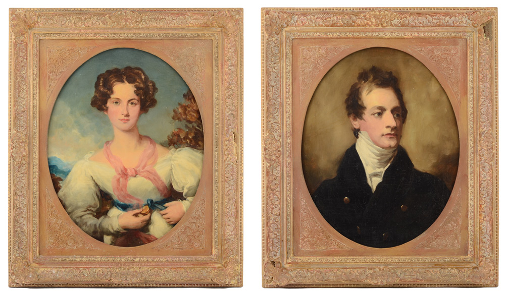 Appraisal: TWO FINE OIL PORTRAIT PAINTINGS AFTER RAEBURN AND LAWRENCE Two