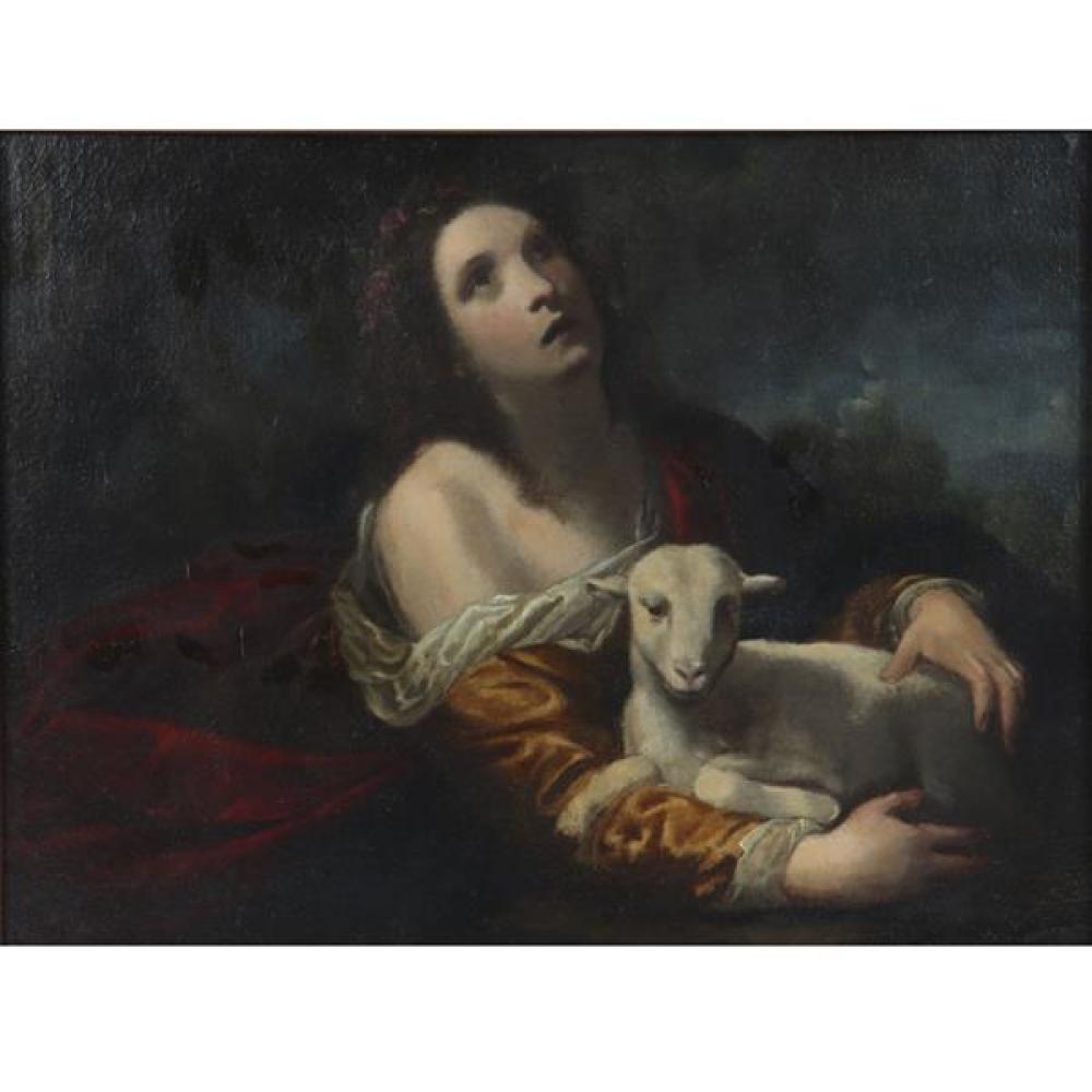 Appraisal: ITALIAN SCHOOL BAROQUE OLD MASTER COPY SAINT AGNES WITH LAMB