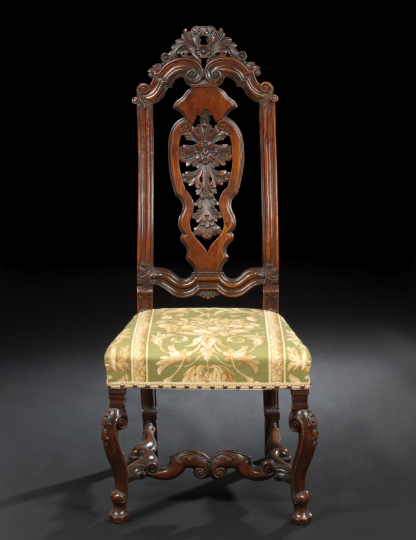 Appraisal: Dutch Elaborately Carved Walnut Sidechair third quarter th century in