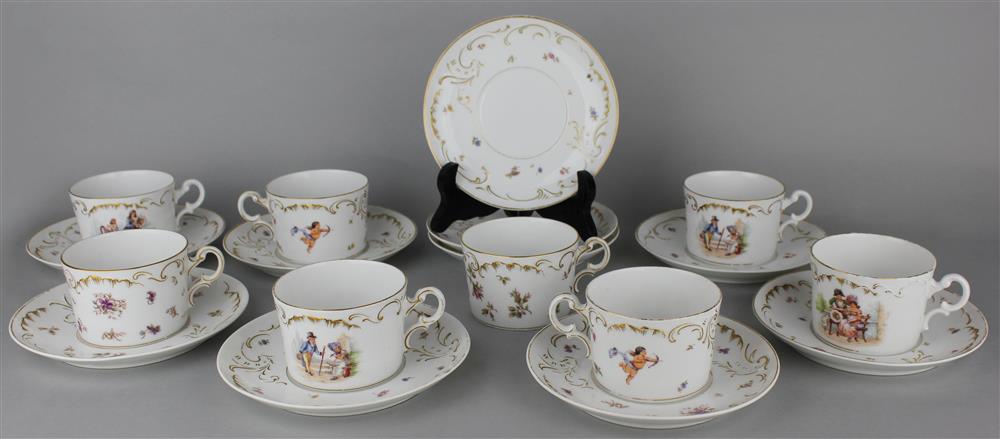 Appraisal: TEN CONTINENTAL PORCELAIN COFFEE CUPS AND TEN SAUCERS WITH CALVIN