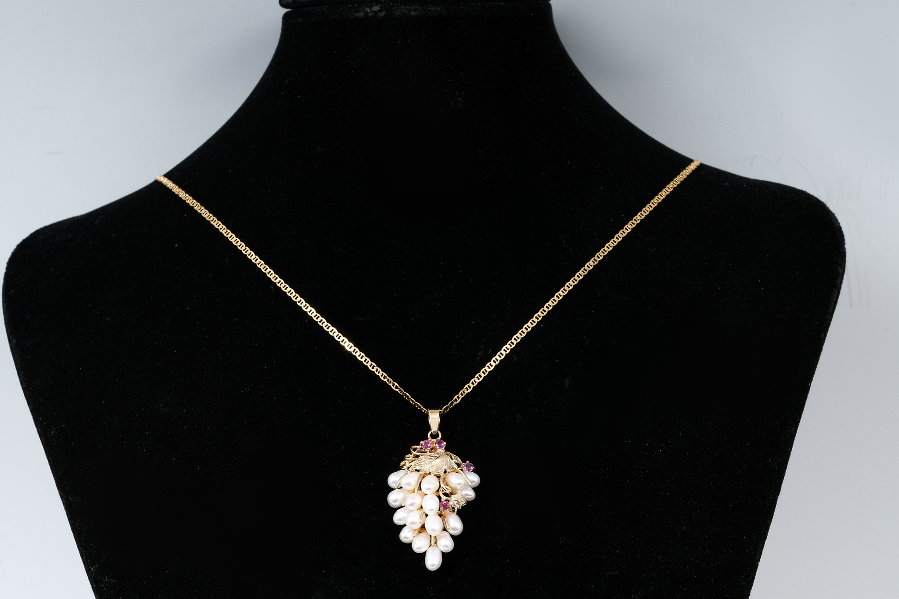 Appraisal: K PEARL RUBY PENDANT AND K NECKLACE K yellow gold