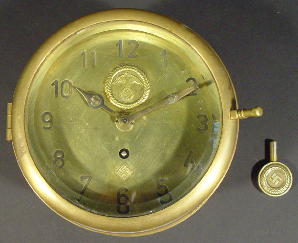 Appraisal: German World War II brass military U-boat clock and key